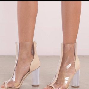 Steve Madden Clear Block Ankle Booties Peep Toe